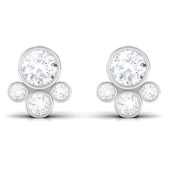 1/2 CT Contemporary Diamond Bezel Cluster Stud Earrings