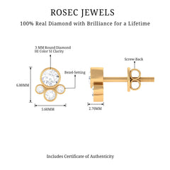 1/2 CT Contemporary Diamond Bezel Cluster Stud Earrings