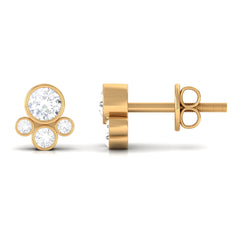 1/2 CT Contemporary Diamond Bezel Cluster Stud Earrings