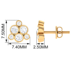 1/2 CT Bezel Set Diamond Cluster Stud Earrings