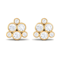 1/2 CT Bezel Set Diamond Cluster Stud Earrings