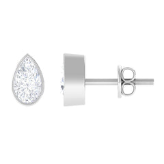 Pear Cut Natural Diamond Solitaire Stud Earrings