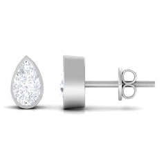 Pear Cut Natural Diamond Solitaire Stud Earrings