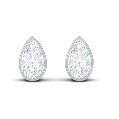 Pear Cut Natural Diamond Solitaire Stud Earrings
