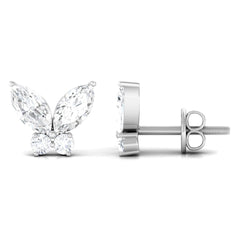 Natural Diamond Butterfly Stud Earrings with Certificate