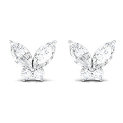 Natural Diamond Butterfly Stud Earrings with Certificate