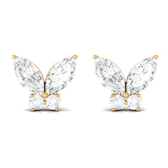 Natural Diamond Butterfly Stud Earrings with Certificate