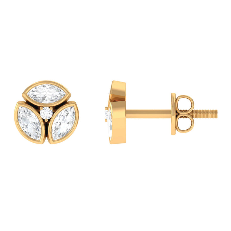 0.75 CT Natural Diamond Minimal Stud Earrings in Gold