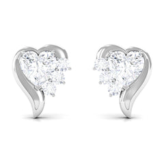 Certified Natural Diamond Heart Earrings with Screw Back