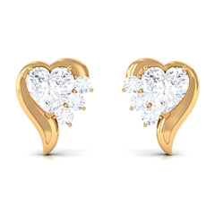 Certified Natural Diamond Heart Earrings with Screw Back