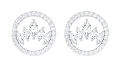 Natural Diamond Big Stud Earrings with Screw Back