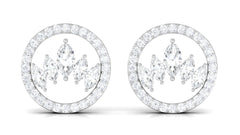 Natural Diamond Big Stud Earrings with Screw Back