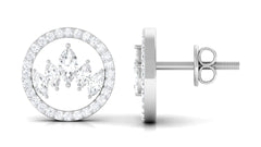 Natural Diamond Big Stud Earrings with Screw Back