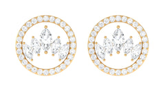 Natural Diamond Big Stud Earrings with Screw Back