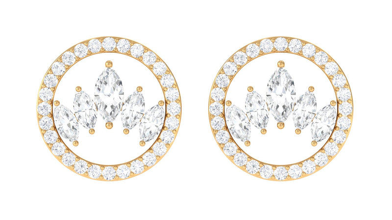 Natural Diamond Big Stud Earrings with Screw Back
