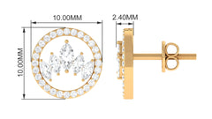 Natural Diamond Big Stud Earrings with Screw Back