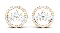 Natural Diamond Big Stud Earrings with Screw Back