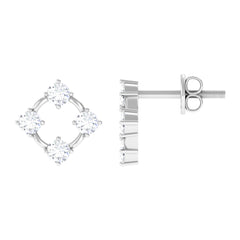 Natural Womens Diamond Stud Earrings with Screw Back