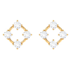 Natural Womens Diamond Stud Earrings with Screw Back