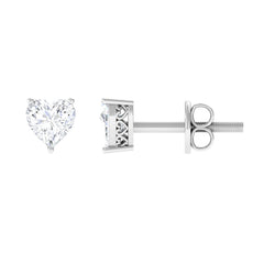 Certified Real Diamond Heart Shaped Earrings with Screw Back