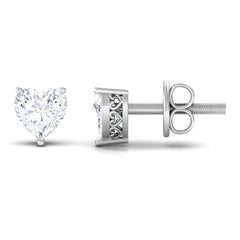 Certified Real Diamond Heart Shaped Earrings with Screw Back