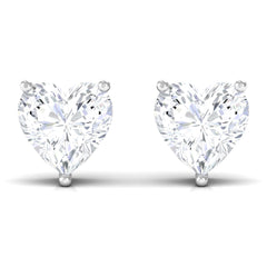 Certified Real Diamond Heart Shaped Earrings with Screw Back