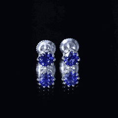 2 CT Blue Sapphire Solitaire Vintage Earrings for Women