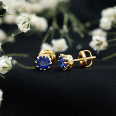 2 CT Blue Sapphire Solitaire Vintage Earrings for Women
