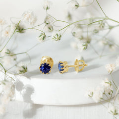 2 CT Blue Sapphire Solitaire Vintage Earrings for Women