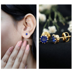 2 CT Blue Sapphire Solitaire Vintage Earrings for Women