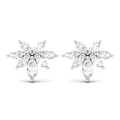 3/4 CT Real Diamond Cluster Stud Earrings in Gold
