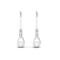 1/2 CT Genuine Diamond Teardrop Hoop Earrings