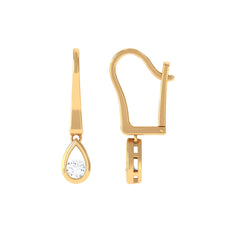 1/2 CT Genuine Diamond Teardrop Hoop Earrings