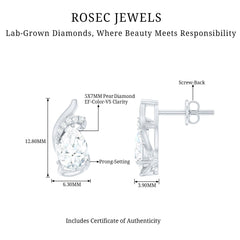 5X7 MM Certified Lab Grown Diamond Teardrop Stud Earrings
