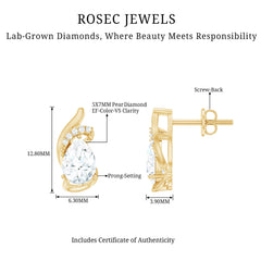 5X7 MM Certified Lab Grown Diamond Teardrop Stud Earrings