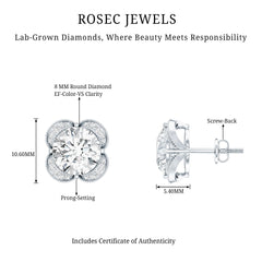 Certified 8 MM Lab Grown Diamond 4 Prong Stud Earrings