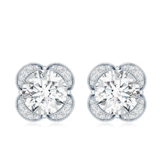 Certified 8 MM Lab Grown Diamond 4 Prong Stud Earrings