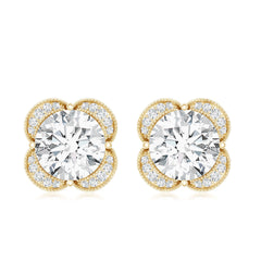 Certified 8 MM Lab Grown Diamond 4 Prong Stud Earrings
