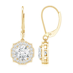 Certified Lab Grown Diamond Flower Art Deco Drop Earrings