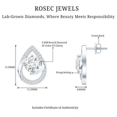 Certified 6 MM Lab Grown Diamond Teardrop Stud Earrings