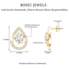 Certified 6 MM Lab Grown Diamond Teardrop Stud Earrings