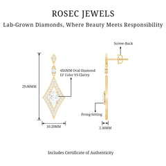 Certified Lab Grown Diamond Dangle Long Earrings