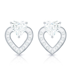 6 MM Lab Grown Diamond Heart Studs For Her