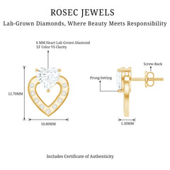 6 MM Lab Grown Diamond Heart Studs For Her