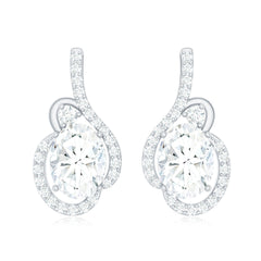 Certified 6X8 MM Oval Lab Grown Diamond Designer Stud Earrings