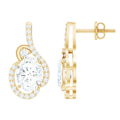 Certified 6X8 MM Oval Lab Grown Diamond Designer Stud Earrings