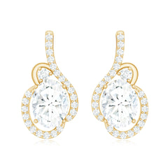 Certified 6X8 MM Oval Lab Grown Diamond Designer Stud Earrings