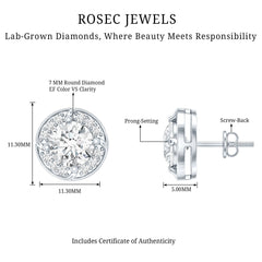 1 Carat Lab Grown Diamond Halo Stud Earrings