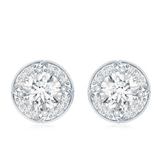 1 Carat Lab Grown Diamond Halo Stud Earrings