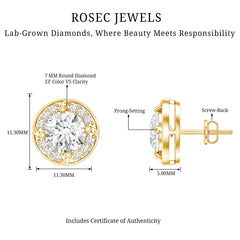 1 Carat Lab Grown Diamond Halo Stud Earrings